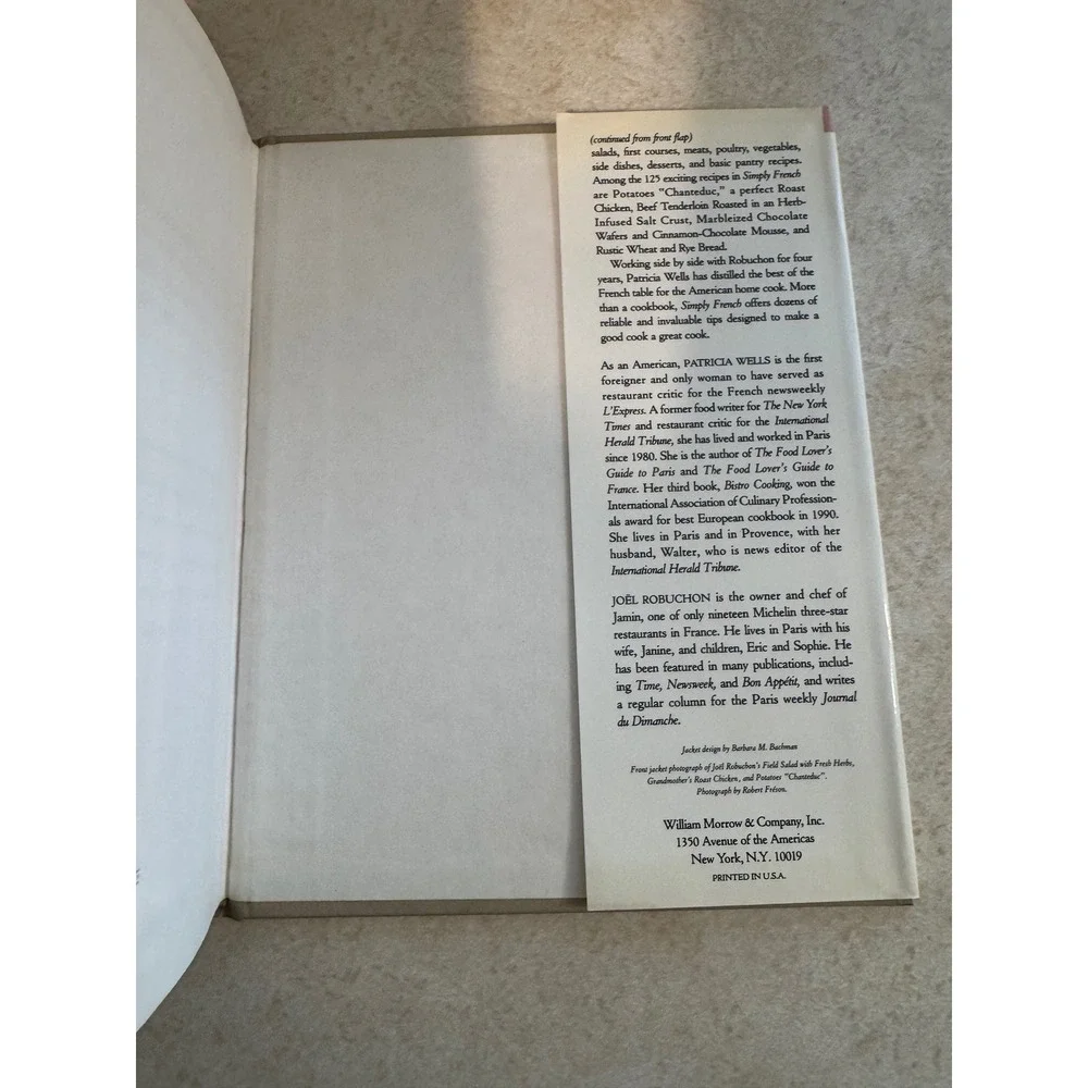 Simply French Patricia Wells Joel Robuchon Cookbook First Edition Hardcover 1991